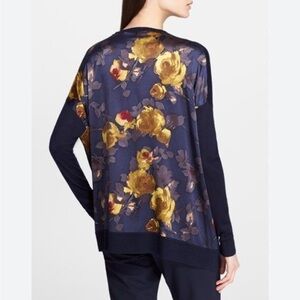 St. John Collection Print Charmeuse & Silk Blend Pullover Sweater top